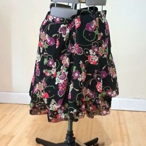 Ann Taylor loft floral flounce skirt knee length size 14